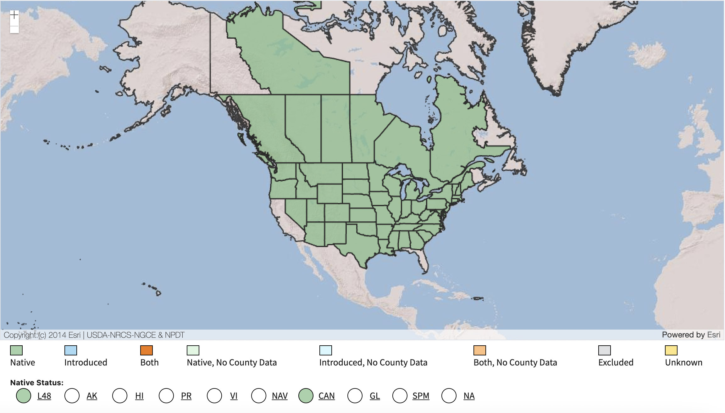 USDA Map of Native Range