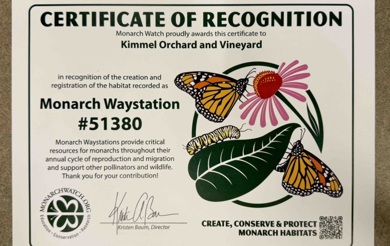 Monarch Waystation Certificate 