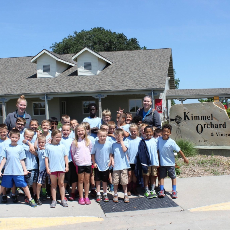 class in front of building